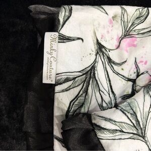 Minky Couture Floral Blanket with Black Trim baby blanket